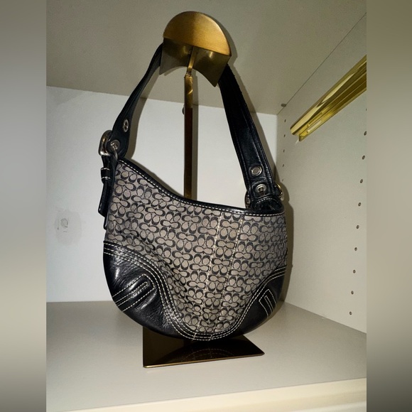 COACH Black Signature C HOBO Shoulder Bag - Leather - Picture 3 of 5